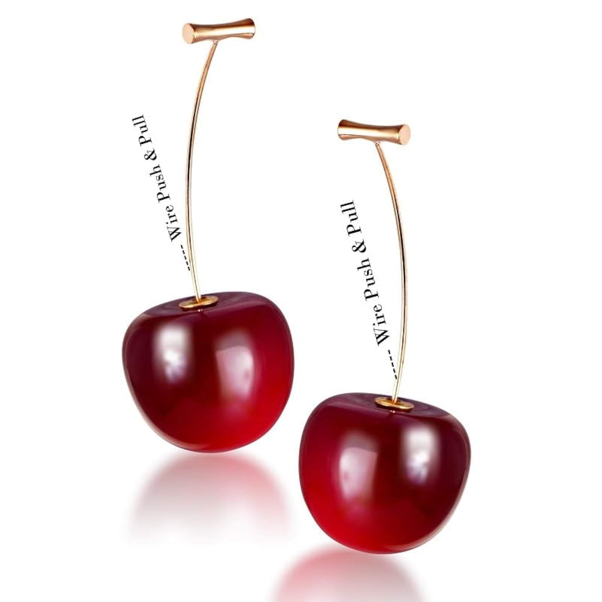 Women's Red Cherry & White Pearl Drop Stud Earrings Combo